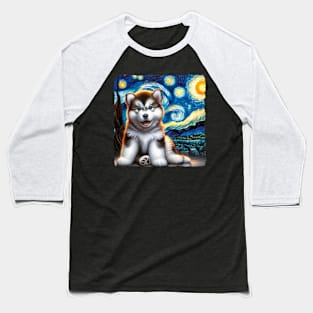 Starry Alaskan Malamute Portrait - Dog Portrait Baseball T-Shirt